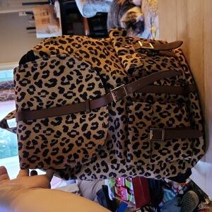 Leopard Print Drawstring Backpack